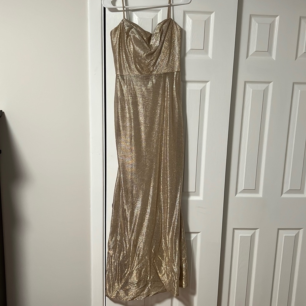 Gold Shimmer Evening Gown - image 1